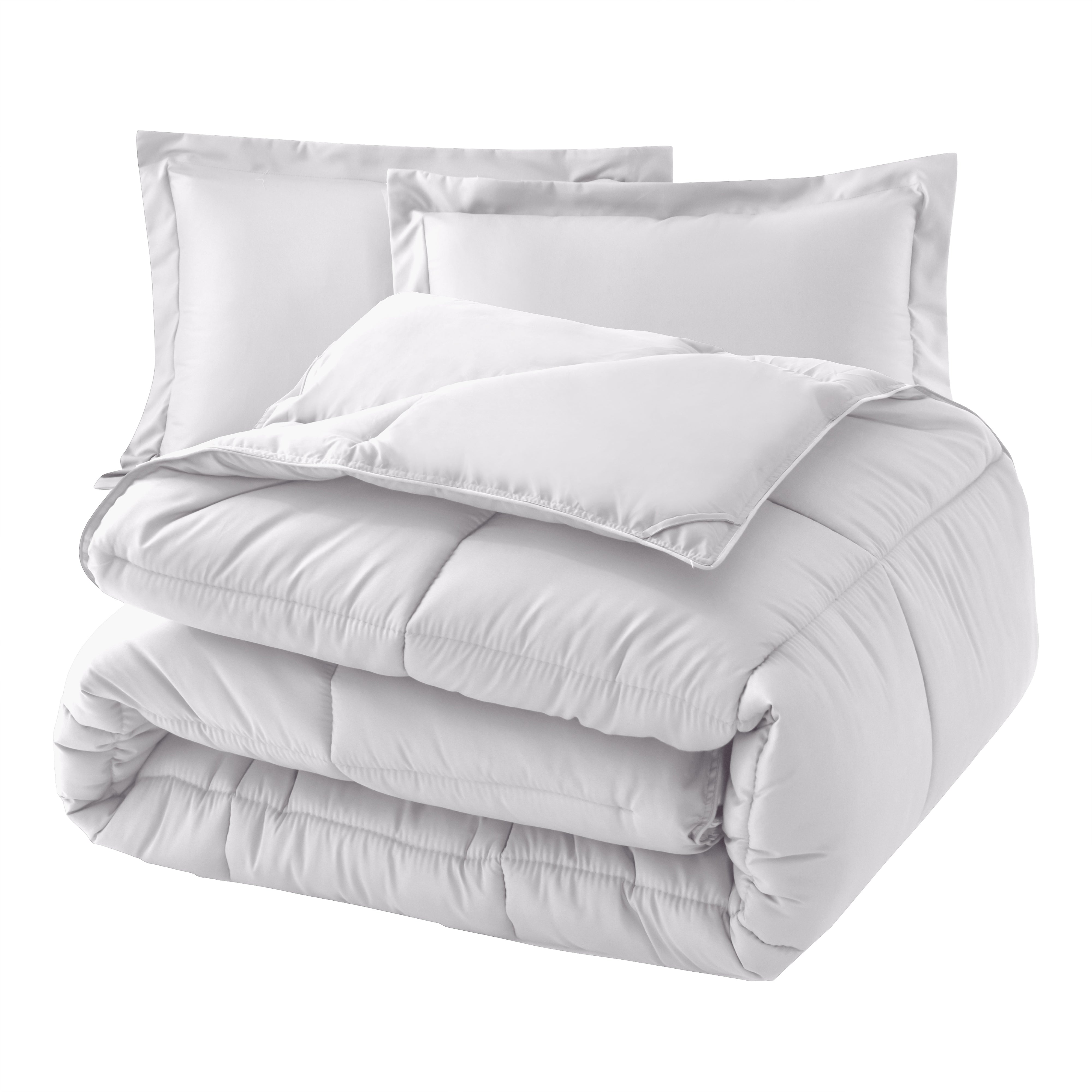 Everlaneas 3-Piece Solid Box Stitched Comforter & Shams - Double-Filled Comforter