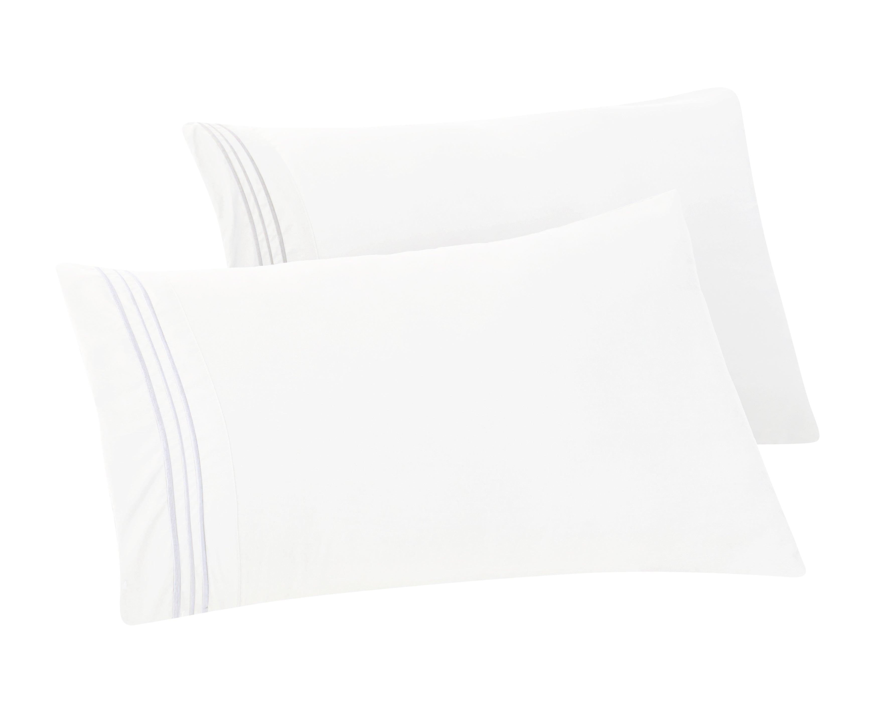 Everlaneas Set of 2 Pillowcases- 3 Line Embroidery