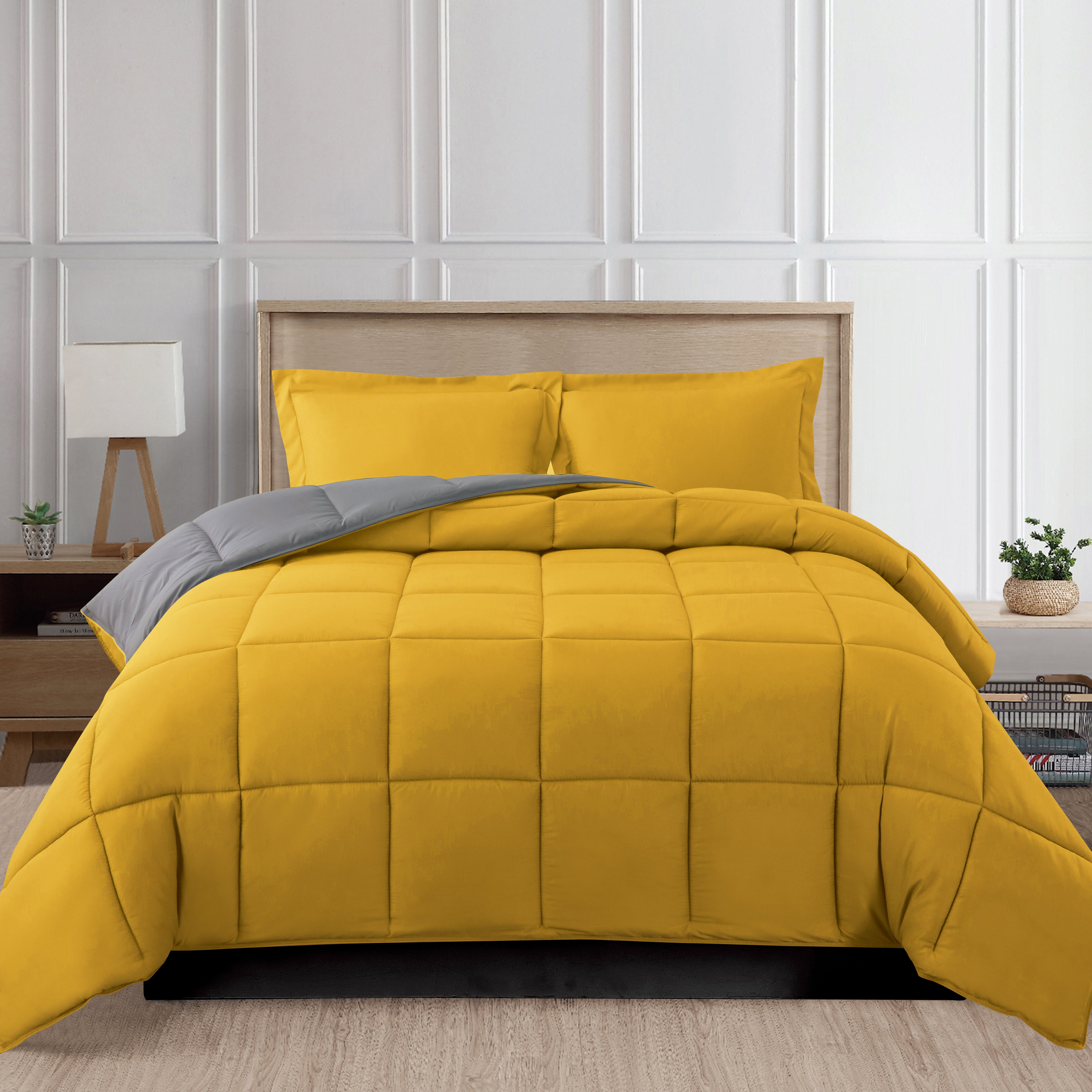 Everlaneas Reversible 3-Piece Box Stitched Comforter & Shams - Duvet Insert with 4 Corner Tabs