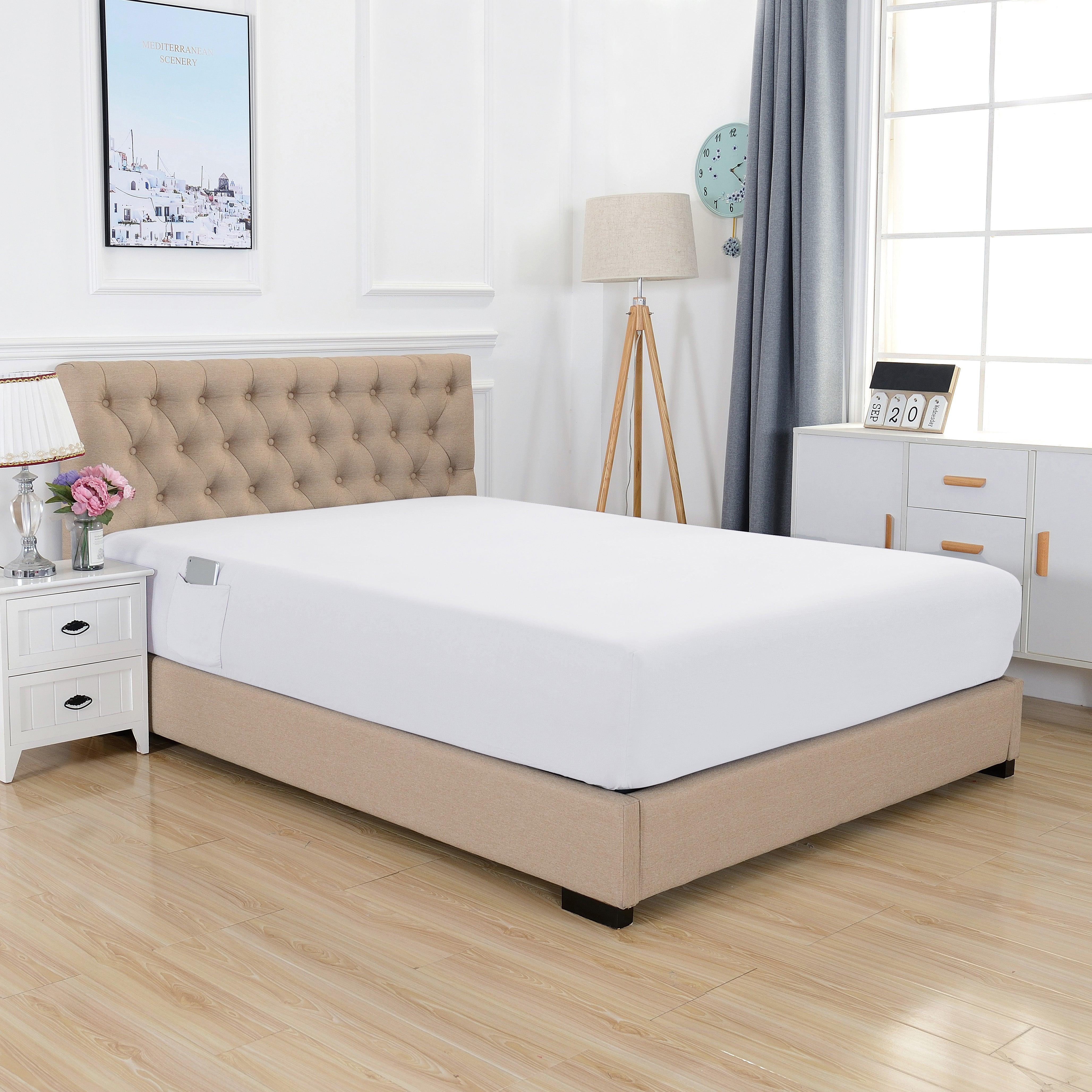 Everlaneas Extra Deep 18"-21" Single Fitted Sheet for High Mattress - All Around Elastic with Straps