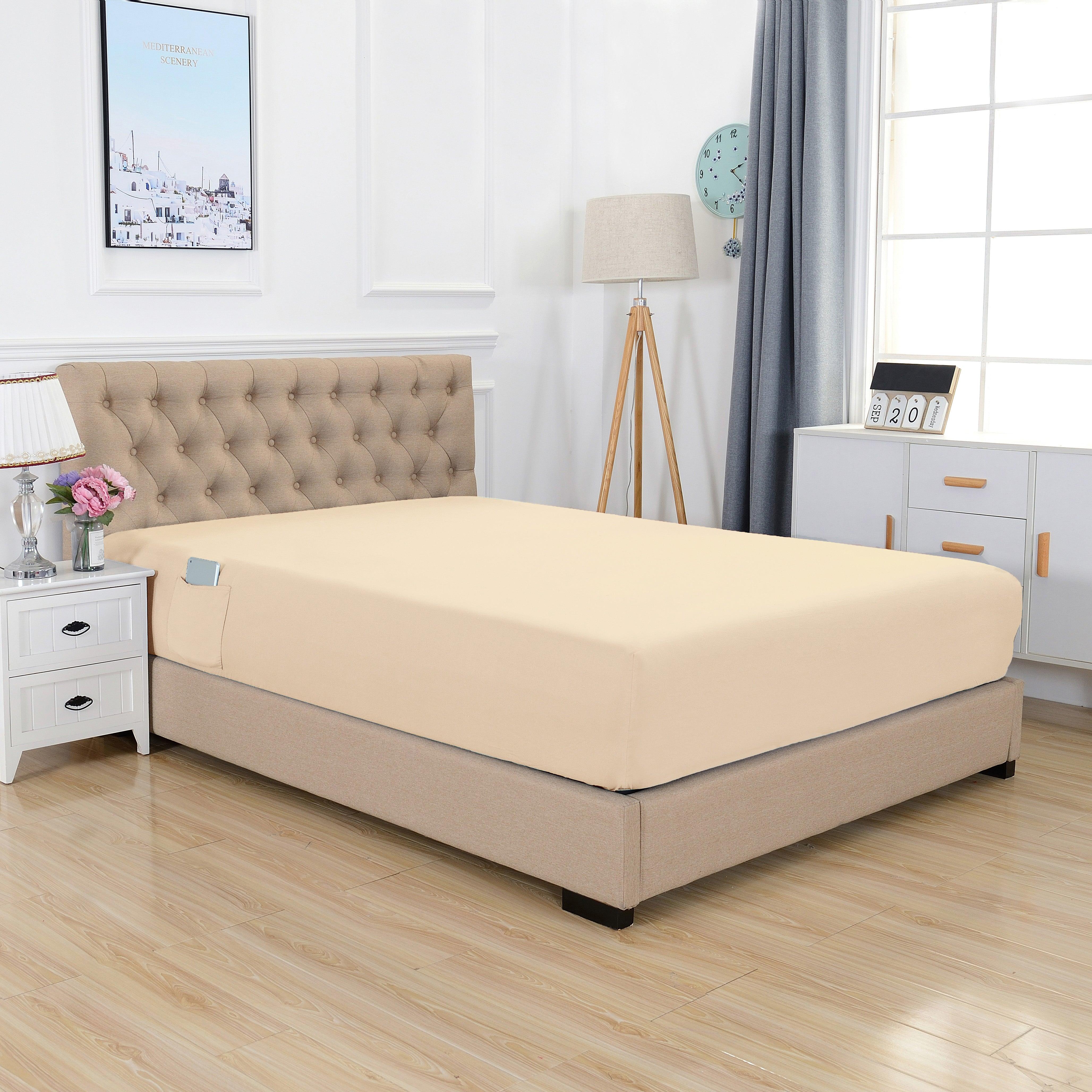 Everlaneas Extra Deep 18"-21" Single Fitted Sheet for High Mattress - All Around Elastic with Straps