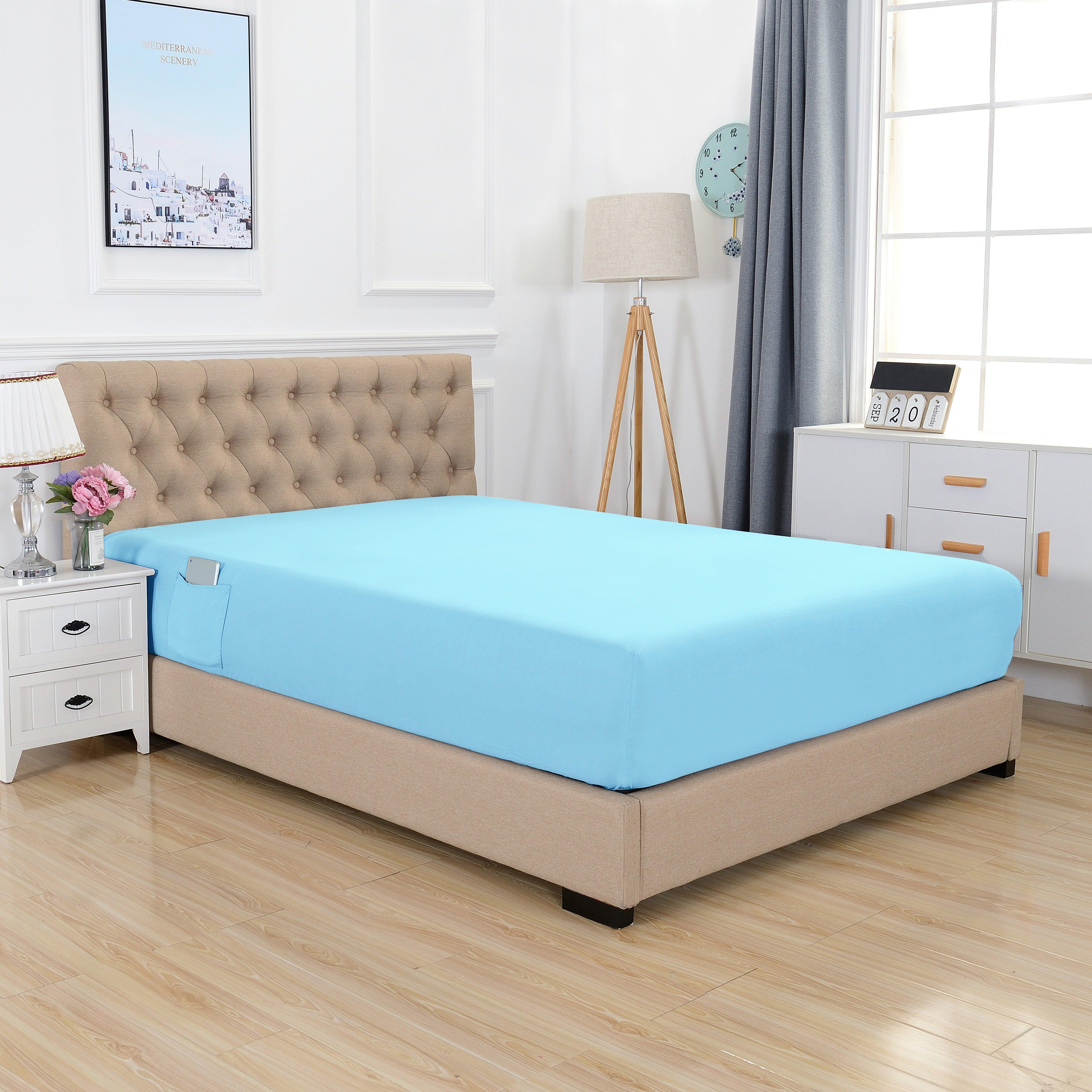 Everlaneas Extra Deep 18"-21" Single Fitted Sheet for High Mattress - All Around Elastic with Straps