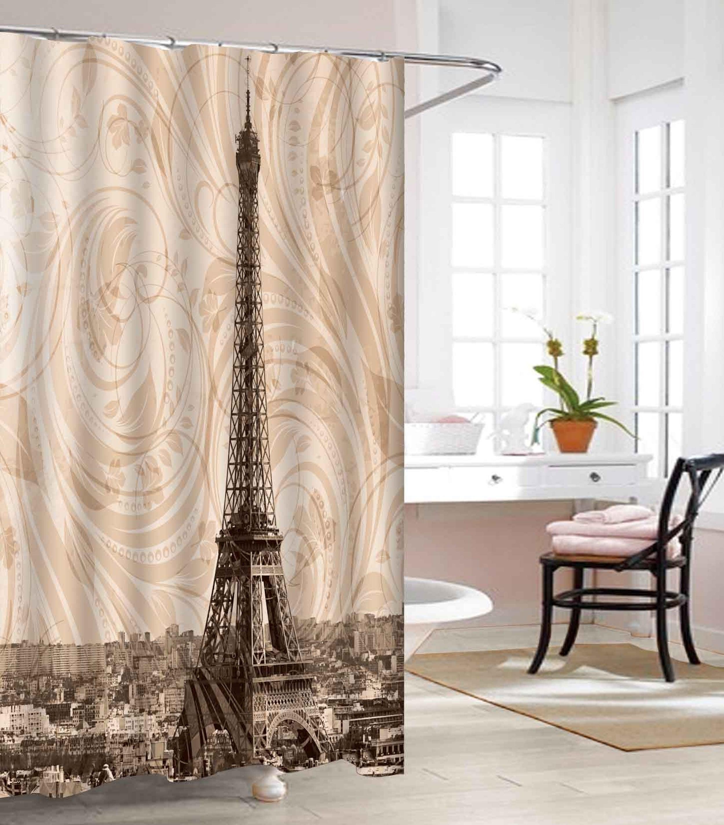 Everlaneas Vinyl Waterproof Shower Curtain - 3D Graphic Printed and Clear