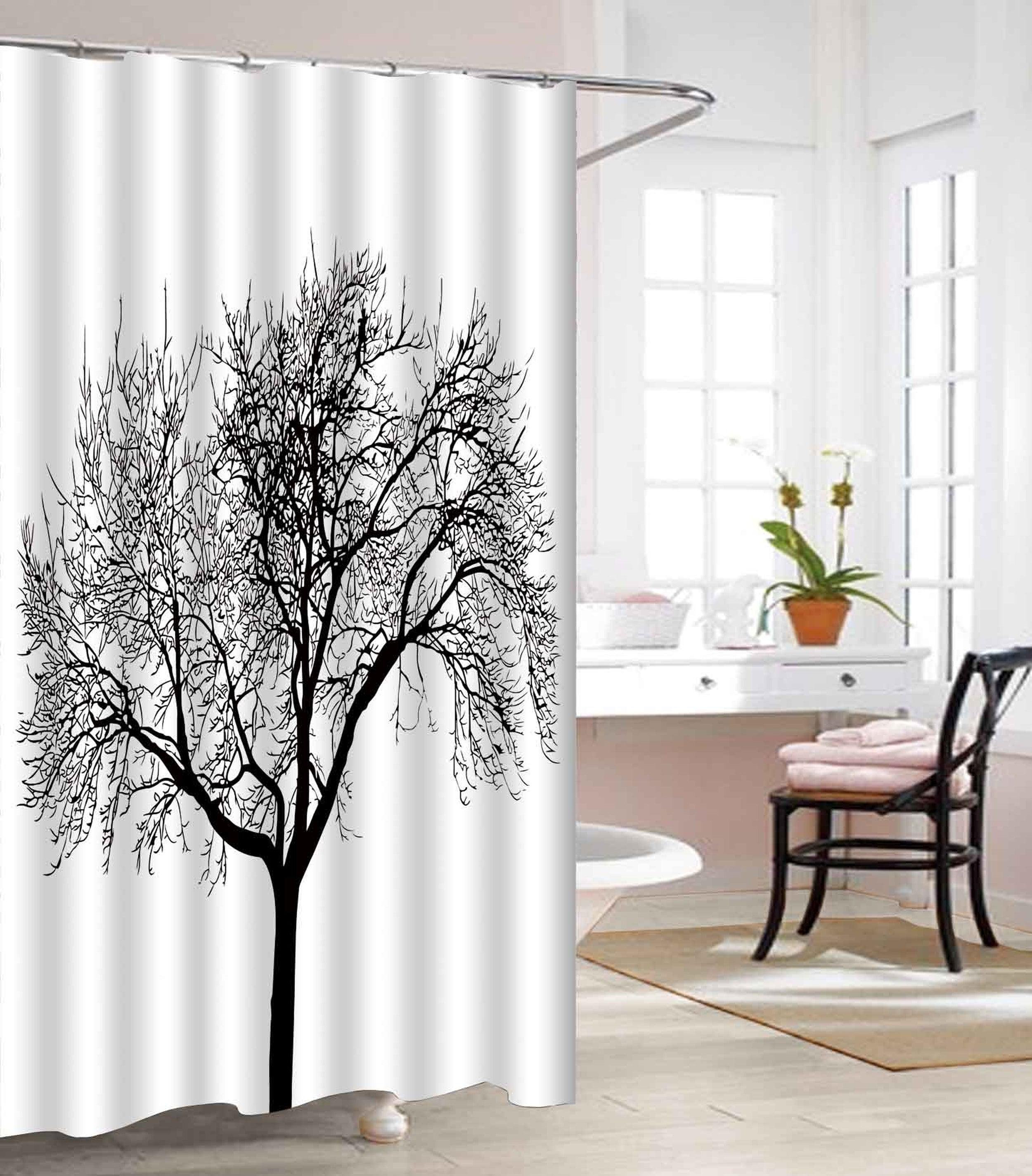 Everlaneas Vinyl Waterproof Shower Curtain - 3D Graphic Printed and Clear